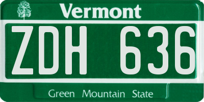 VT license plate ZDH636