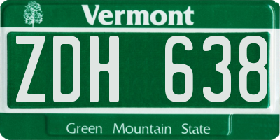 VT license plate ZDH638