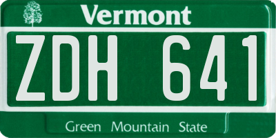 VT license plate ZDH641