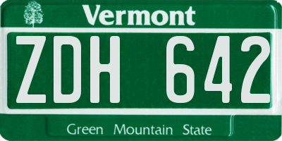 VT license plate ZDH642