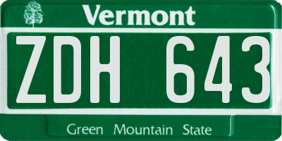 VT license plate ZDH643