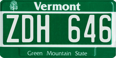 VT license plate ZDH646