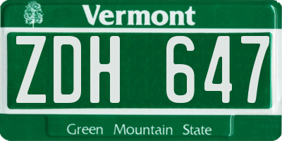 VT license plate ZDH647