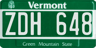 VT license plate ZDH648