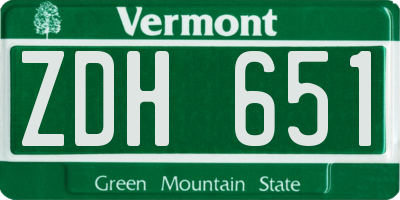 VT license plate ZDH651