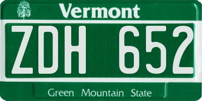 VT license plate ZDH652