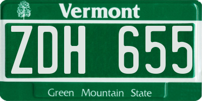 VT license plate ZDH655