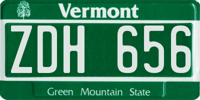 VT license plate ZDH656