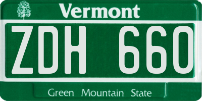 VT license plate ZDH660