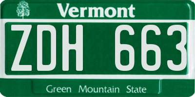 VT license plate ZDH663