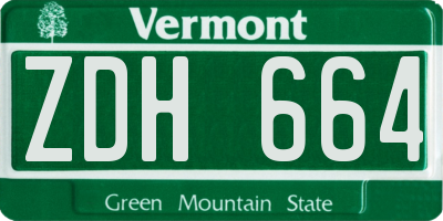 VT license plate ZDH664