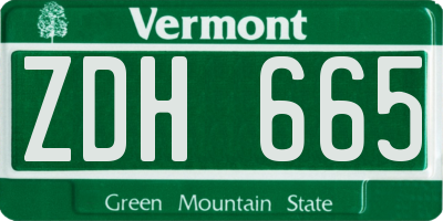 VT license plate ZDH665