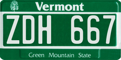 VT license plate ZDH667