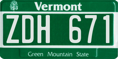 VT license plate ZDH671