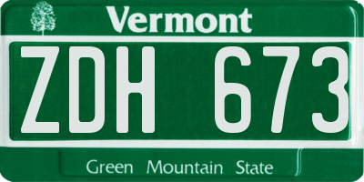 VT license plate ZDH673