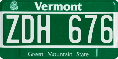 VT license plate ZDH676