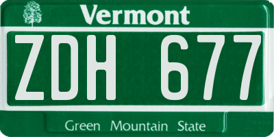 VT license plate ZDH677