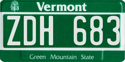 VT license plate ZDH683