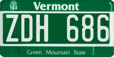 VT license plate ZDH686