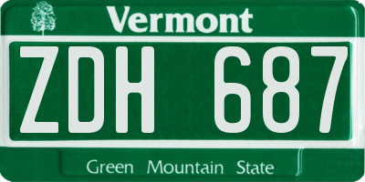 VT license plate ZDH687
