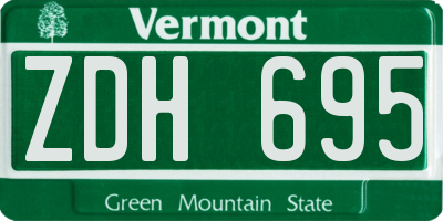 VT license plate ZDH695