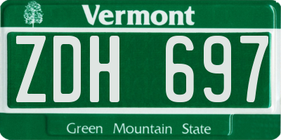 VT license plate ZDH697