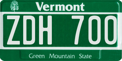 VT license plate ZDH700