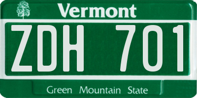 VT license plate ZDH701