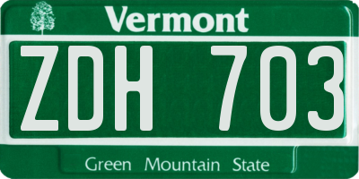 VT license plate ZDH703
