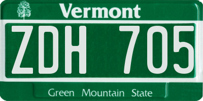 VT license plate ZDH705