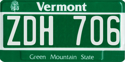 VT license plate ZDH706