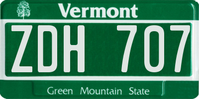VT license plate ZDH707