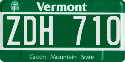 VT license plate ZDH710