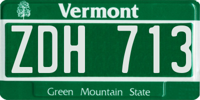 VT license plate ZDH713