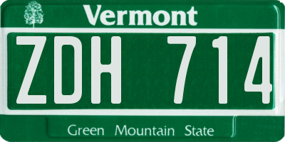 VT license plate ZDH714