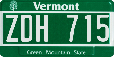 VT license plate ZDH715