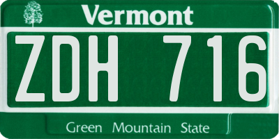 VT license plate ZDH716