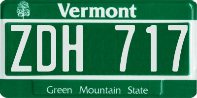 VT license plate ZDH717