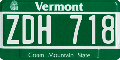 VT license plate ZDH718