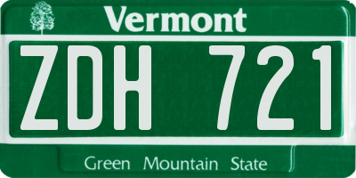 VT license plate ZDH721
