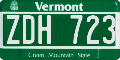 VT license plate ZDH723