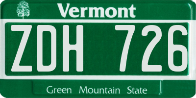 VT license plate ZDH726