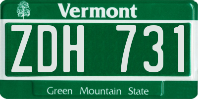 VT license plate ZDH731