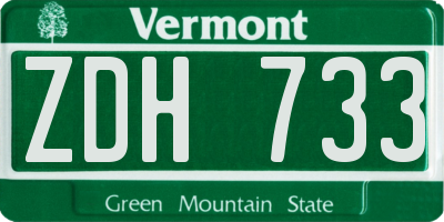 VT license plate ZDH733
