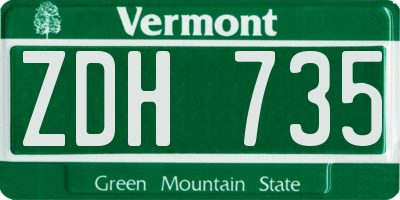 VT license plate ZDH735