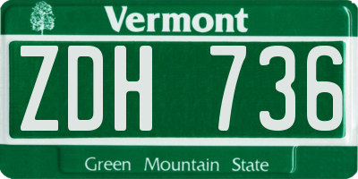 VT license plate ZDH736