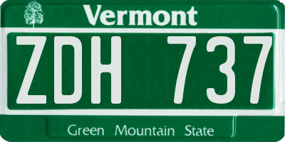 VT license plate ZDH737
