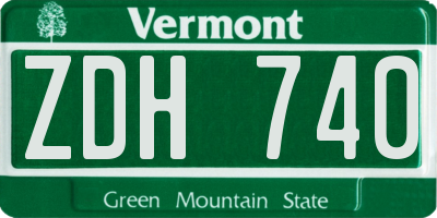 VT license plate ZDH740