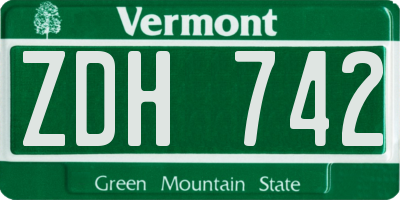 VT license plate ZDH742