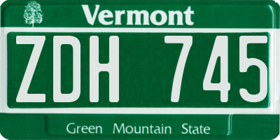 VT license plate ZDH745